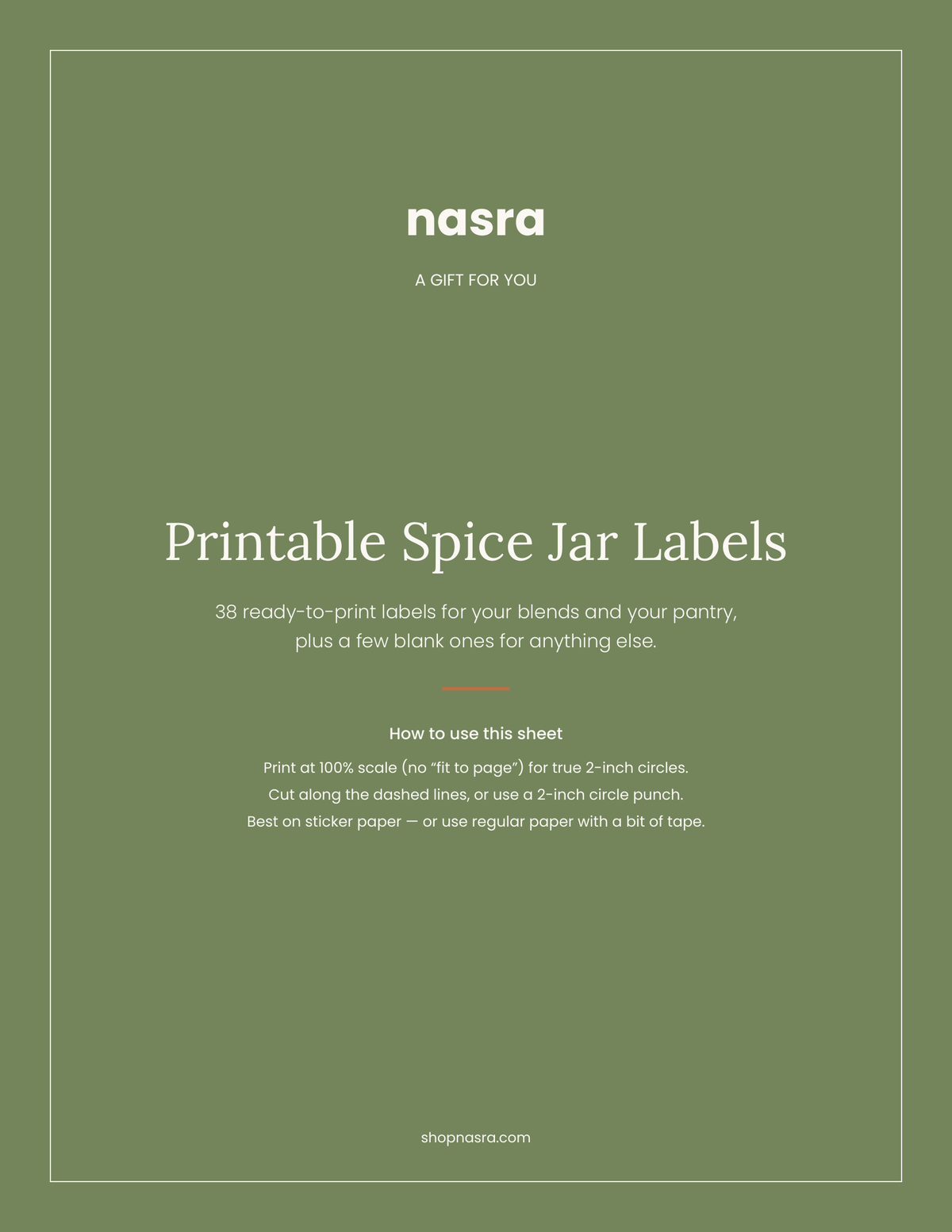 Printable Spice Jar Labels cover